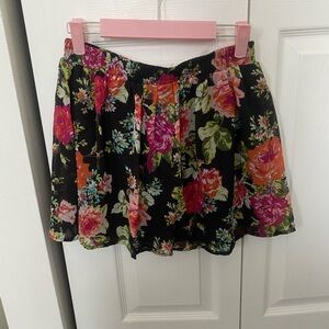 Wet Seal Black Floral Mini Skirt